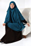 Petrol Chiffon Three Layers with Veil Long Hijab Souffle Scarf - 7