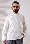 Cream Men's Relaxed Fit 3-Button Judge Collar Hajj and Umrah Linen Shirt