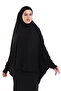 Black Ready- to -Use Practical Sultanbaş Hijab with Jersey Cotton Soufflé Scarf