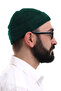Green Folded Plain Pattern Winter Velvet Skullcap Hat - 4