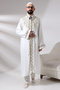 White Hakim Collar Embroidered Men's Prayer Robe Imam Cibah - 5