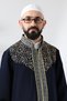 Navy Blue Judge Collar Men's Prayer Dress Stripe Embroidery Embroidered İmam Cube - 4