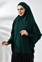 Emerald Green Ready Practical Sultanbaş Hijab Sleeve Combed Cotton Souffle Scarf Hijab - 6