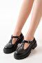 868-757 Black Patent Leather Daily High-Sole Loafer Shoes