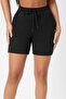 Women's Black Wide Cut Combed Cotton Shorts - 4