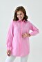 Pink Basic Long Women's Shirt – Comfortable Fit, Loose, Pocketless, Plain, for Daily and Office Combinations - 2