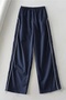 Navy Blue Elastic Waist Striped Parachute Baggy Trousers - 2