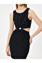 Mini Dress with Window Detail, Sleeveless, Ruffled, Crew Neck, Slim Fit - 5