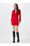 Long Sleeve Polo Collar Mini Dress with Zipper Detail Slim Fit