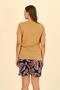 Women's Shorts Short Sleeve Combed Cotton Pajama Set Mustard 3622 - 5
