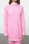 Light Pink Stitching Detail Soft Textured Knitwear Bottom-Top Suit Tctaw25Us00016 - 3