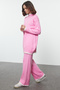 Light Pink Stitching Detail Soft Textured Knitwear Bottom-Top Suit Tctaw25Us00016 - 2