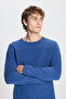 Men's Indigo Anti-pilling Non-pilling Standard Fit Crew Neck Textured Knitwear Sweater - 4