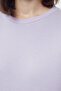Lila Kalın İçi Polarlı Regular/Normal Kalıp Bisiklet Yaka Basic Örme Sweatshirt TWOAW24SW00101 - 2