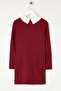 Bordo Yaka Detaylı Dokuma Elbise TWOAW24EL00298 - 7