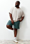Emerald Green Comfortable Large Size Cotton Shorts - TMNSS24AP00003