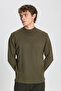Men's Khaki Non-Pilling Standard Fit Normal Cut Half Turtleneck Knitwear Sweater - 3