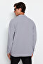 Gri Oversize Fit Apaş Yaka Yazlık Keten Görünümlü Gömlek TMNSS23GO00053 - 3