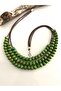 Bohemian Wooden Multiple Bead Necklace Green - 2