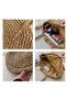 Oval Circular Zippered Lining Pocket Leather Strap Imported Holiday Beach Beach Club Knitted Straw Bag - 8