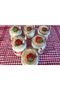 Pasbahce 6-Piece Magnolia Glass Jar Set with Magnolia Pudding Colored Lids and Dessert Cup Bowl Set