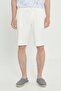 Men's White Linen Comfort Fit Relaxed Fit Side Pocket Shorts - 2