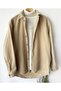 Men's Beige Oversize Thick Winter Fleece Shirt