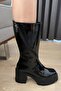 Women's Gabri Black Patent Leather Swivel Zippered Boots - 3