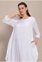 White Long Sleeve Flounce Dress - 2