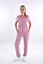 Powder Pink Lily Model Zip-Up Soft Lycra Doctor, Nurse Surgical Uniform Set