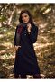 Hakim Collar Detailed Pocketed Long Sleeve Black Dress