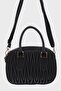 Black Quilted Lined Women's Shoulder Bag - Hand and Cross Design - 7