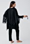 Long Chiffon Sleeves Stretchy Viscous Maternity Dressing Gown Sleepwear Suit - 3