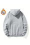 Cute Bear Printed Black Gray Hooded Kangaroo Pocket Unisex Oversize Sweatshirt - 2