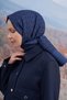 شال قطني بنمط حرف واحد فقط - أزرق داكن - 4