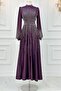 Satin Fabric Hijab Evening Dress - Digital Bsn Stone Prints Dress
