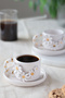 Handmade Set of 2 Flower Decorated Ceramic Cups with 24K Gold Decoration 120ml