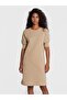 Logo Detailed Cotton Embroidered Comfortable Cut Dress - 4