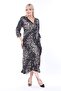 Women's Plus Size Long-Sleeved Double-Breasted Collared Skirt with Ruffles, Combed Cotton Viscose Dress - 3