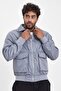 New Season Men's Seasonal Light Gray Zippered Bomber Jacket Mz56112 - 5