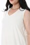 Women's Plus Size Bone Cotton Fabric V-Neck Sleeveless Tunic 65N38226 - 3