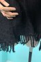 Women's Mother Faux Fur Genuine Wool Tasseled Black Soft Winter Thick Shoulder Shawl 299 - 6