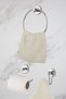 Chrome Ring Towel Holder Open Toilet Napkin Robe Hanger Set of 3 Bathroom Accessories - 2
