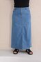 Lycra Ice Blue Long Denim Skirt - 4