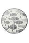 Fish White Djt Diameter 100 cm Bathroom Carpet Washable, Non-Slip Base