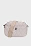 Women's Cream Satin Embroidered Lined 4-Compartment Adjustable Strap Crossbody and Shoulder Bag