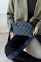Women's Navy Blue Satin Embroidered Lined 4-Compartment Adjustable Strap Crossbody and Shoulder Bag - 5