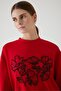 Embroidery Embroidered Oversize Lycra Red Knitted Dress - 2