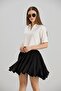 Women's Black Elastic Waist Flared Mini Skirt - 3