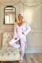 Lilac Lot Patterned Women's Pajamas Set with Thermal Dressing Gowns - 6